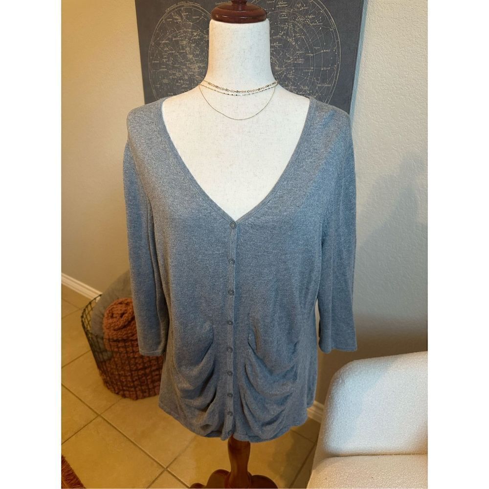 Worthington Gray Basic Minimal Stretch Basic Button Down Women’s Cardigan Size X